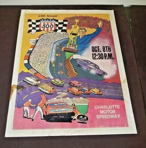 Póster original de la carrera NASCAR National 500 Charlotte Speedway 1972 - Imagen 1 de 4