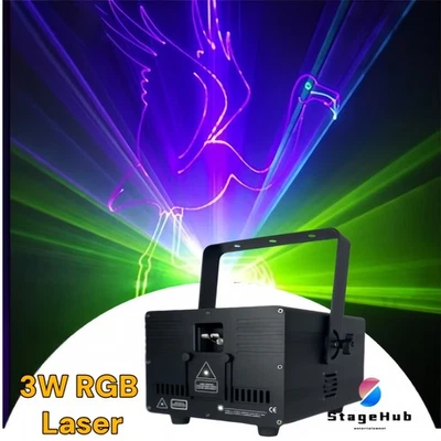 Laser Light 3W RGB DMX ILDA 3D Animation Lazer Show Lighting Disco DJ Club Party - Image 1 of 4