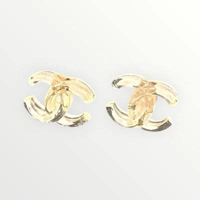 Authentic Chanel Vintage Resin CC Pierced Earrings - Image 1 of 4