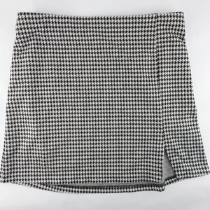 Minifalda retro dividida negra blanca pata de gallo para mujer talla M abertura media frontal - Imagen 1 de 7