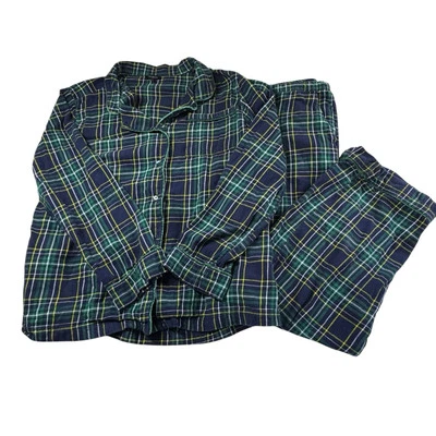 Talbots Pajamas Women’s Large Navy Green Cotton Flannel Cozy Winter — 第 1/4 张图片