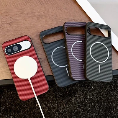 For Google Pixel 10 Pro XL, Hybrid Carbon Fiber Pattern Magnetic PC Case Cover - Image 1 of 4