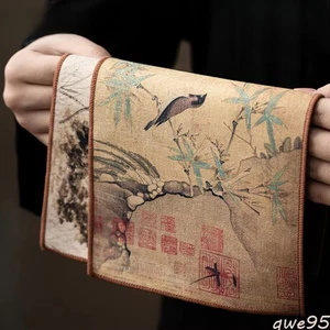 Chinese Painted Thick Rectangular Tea Towel Absorbent Table Mats Rag Tea Napkin - Picture 1 of 14
