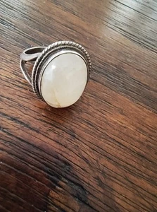 Vintage 925 Silver Moonstone Men's Or Women's Ring Sterling Large Unisex Sz 9? - Picture 1 of 4