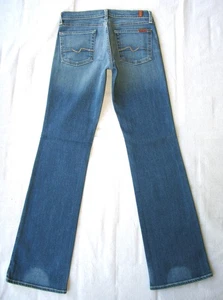 Pantalones de mezclilla 7 for all Mankind Bootcut para mujer talla 29 azul desgastado + elástico L33 - Imagen 1 de 8
