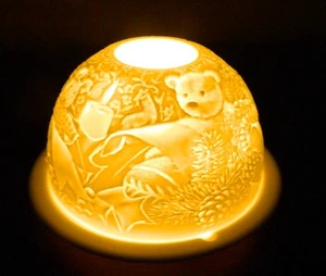 Bernardaud Limoges Teddy Bear Lithophane Candle Votive Fairy Lamp #1 - Bild 1 von 8