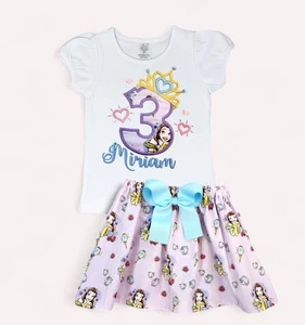 Belle outfit, Personalized Belle girl skirt & shirt, Princess outfit, Belle dres - Picture 1 of 6