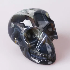 799 g Geoda Natural Ágata Cuarzo Cristal Tallada a Mano Calavera Tallada 0099 - Imagen 1 de 6