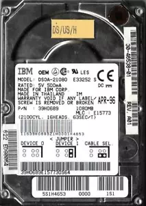 IBM DSOA-21080 1GB IDE Hard Drive P/N: 39H0689 MLC: E15773 - Picture 1 of 2