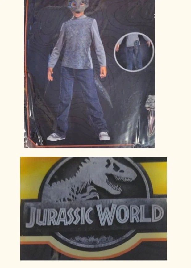 JURASSIC PARK WORLD Dinosaurio Halloween Disfraz Niños Talla S 4-6 NUEVO en Paquete Foto 1 de 1