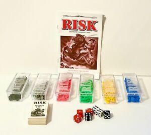 1993 Risk Board Game Replacement Pieces Parts 6 Armies & Plastic Storage Boxes