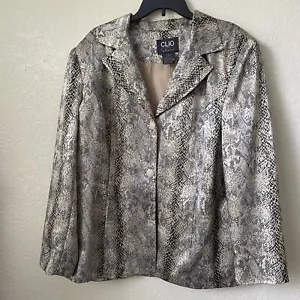 Clio Women's Sz 20W Animal Print Black Beige Long Sleeve Pockets Blazer/Jacket - Picture 1 of 8