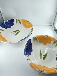 MAXAM Hand painted Italian La Primula Daisy Floral Bowls Lot Of 2 Exc. Condition