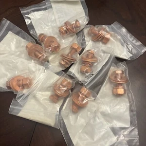 10 - 1/2 In X 1 3/4 13 Copper Plated Hex Head Bolt , Nut, Washers Set All New - Picture 1 of 6
