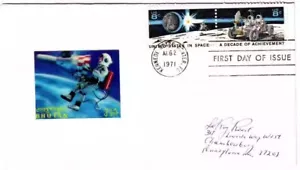 1971 US Moon Landing Stamp + Bhutan 3D Stamp FDC - Picture 1 of 1