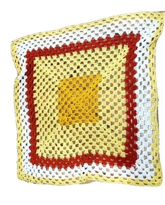 Vintage handgewebt afghanisch gelb weiß orange 36" x 32" - Bild 1 von 4