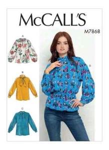 McCall's Sewing Pattern 7868 Misses 6-14 Easy Loose Fitting Top Neck Sleeve Var - Picture 1 of 9