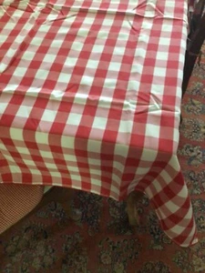 red & white checkered tablecloth 52 x 114 farmhouse, picnic USA made set of 2 - Picture 1 of 3