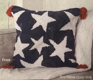 Americana Sterne Kissenbezug 18” x 18” Garn vorne rot weiß blau 4. Juli Deko - Bild 1 von 6