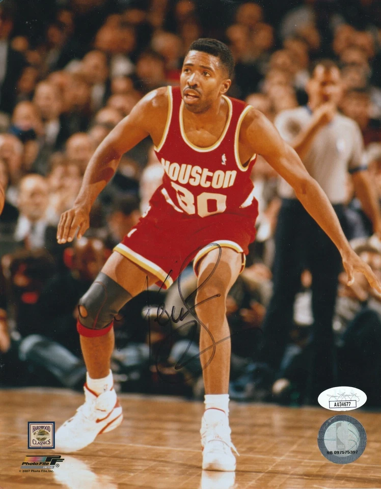 KENNY SMITH  HOUSTON ROCKETS  JSA AUTHENTICATED  ACTION SIGNED 8x10 - Image 1 of 1