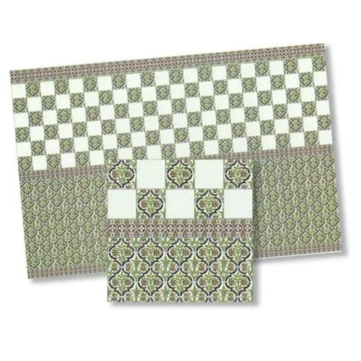 MELODY JANE Puppenhaus grüne viktorianische Wandfliese Blatt Miniatur Maßstab 1:12 Hochglanz
