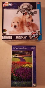 2 Puzzle: Entzückende Welpen (1000 Teile) & Garten in Holland (500 Teile) - Bild 1 von 6