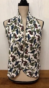 Vintage Neck Scarf Birds Rectangle Scarve Satin Polyester Womens Blue Bird 1980s - Picture 1 of 7