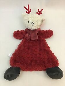 Demdaco Reindeer Cozie Lovey Rattle Plush Red Baby Security Blanket Soft NWT