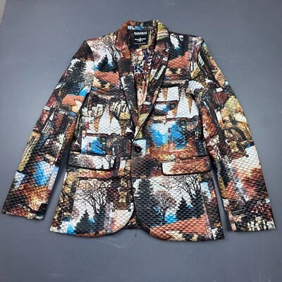 Chaqueta Blazer Barabas Para Hombre S Acolchada Texturizada Estampado Arte Abstracto Forro Satinado Foto 1 de 4