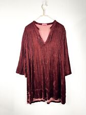 CP SHADES "Regina" Velvet Brick Red Tunic Dress Tab Sleeves Size Large 