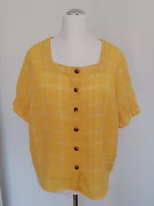 M & S Ladies Yellow Linen Blouse Size UK 16 - Picture 1 of 6