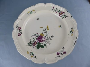 APREY NIDERVILLER ? énorme plat décor polychrome fleurs rose , diamètre : 41 cm - Picture 1 of 8