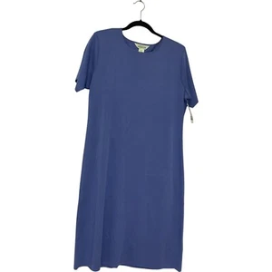 Vestido midi Misook azul acrílico manga corta para mujer talla L tejido elástico informal - Imagen 1 de 8