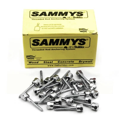 Sammys Vertical Rod Anchor Screw 1/2" Threaded Rod, 1/4 x 3'', for Wood 25 Pk