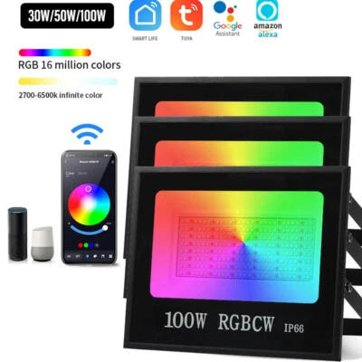 30W-100W RGB Fluter LED Strahler Wasserdicht Scheinwerfer Gartenlampe Flutlicht - Bild 1 von 4