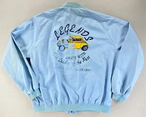 Vintage 70’s Men’s LEGENDS Hot Rod Jacket Baby Blue Holloway Coat Cars Boss Jack - Picture 1 of 24