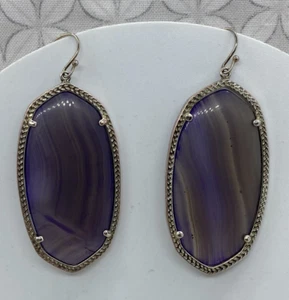 Kendra Scott Vintage Danielle drop Earrings Purple agate Well Used - Picture 1 of 17