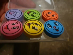 24x Kids Novelty Mini Colourful Happy Face Erasers Rubbers UK seller Free P&P - Picture 1 of 3