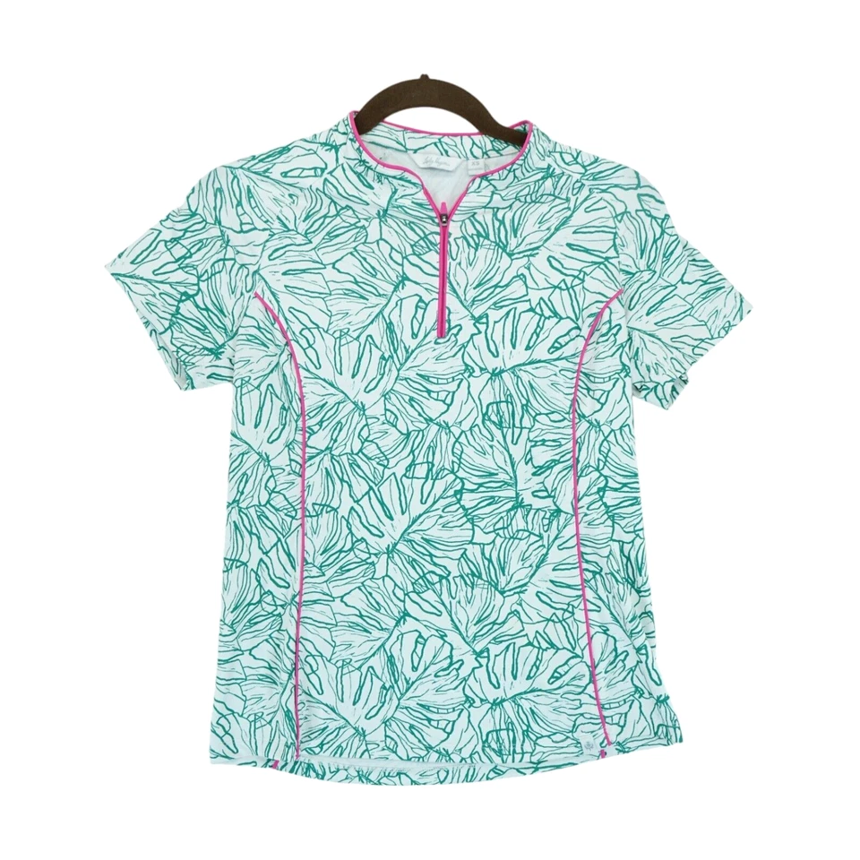 Lady Hagen Tropical Palm Polo Athletic Top Womens Golf Shirt XS 1/4 Zip - Image 1 of 4