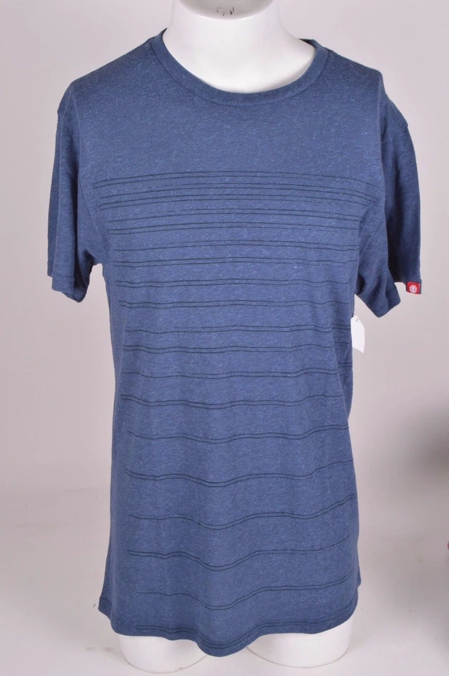 NWOT MENS ELEMENT BASIC STRIPED TSHIRT $30 M navy heather crew neck - Image 1 of 1