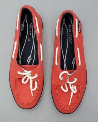 Nautica Pinecrest A Boat Shoes Womens 6 Red Slip On Casual Stylish Loafers - Image 1 of 4