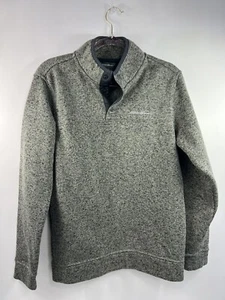 Pullover Eddie Bauer Para Hombre Talla M Gris Manga Larga Logo Cuello 3 Broches a Presión - Imagen 1 de 9