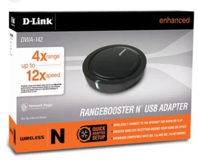 D-Link Wireless USB Adapter Rangebooster N Draft 802.11N All Items in Open Box - Image 1 of 4