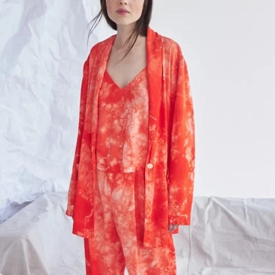 New Raquel Allegra Single Button Blazer Jacket Tie Dye Bright Colorful Designer - Image 1 of 4