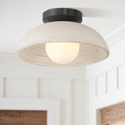 Possini Euro Positano 14" Wide Gray Cement Ceiling Light - Image 1 of 4