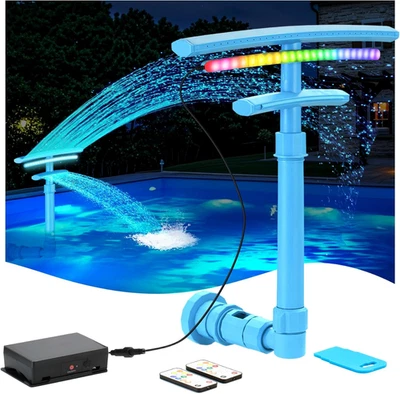 Fuente de piscina solar para piscinas superiores e subterráneas, cascada de doble pulverización mejorada  Foto 1 de 4