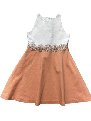 Vestido Janie and Jack Niñas 6 Blanco Melocotón Floral Encaje Sin Mangas Fiesta Verano Foto 1 de 4
