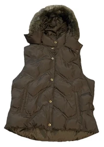 Roper Puffer Vest Womens Sz XL Polyester Acrylic Fur Hood Brown RN35869 - Picture 1 of 5