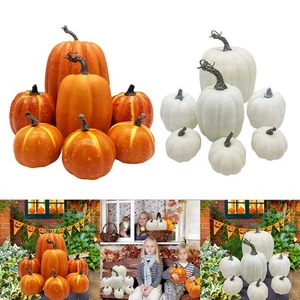 Artificial Pumpkin Artificial Pumpkin 7/12pcs Delicate Realistic Stripes - Picture 1 of 19