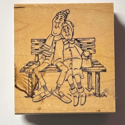 Impresiones artísticas estampillas de goma Golden Oldies P-1244 Fred & Millie pareja en banco Foto 1 de 4